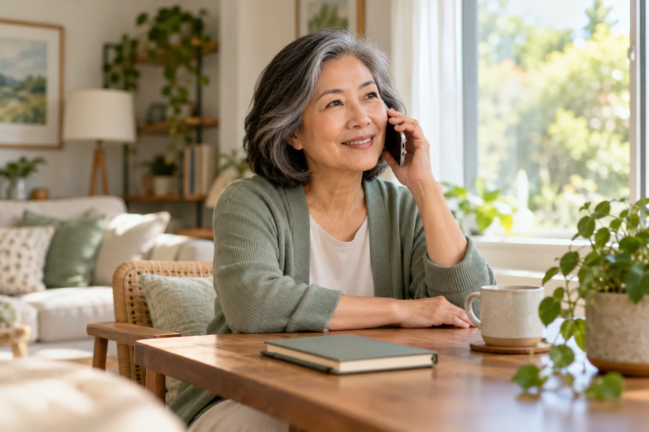 Patient at home answering a follow-up call